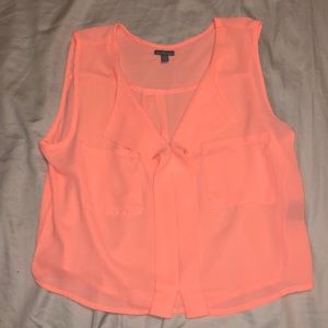 neon coral cropped tank